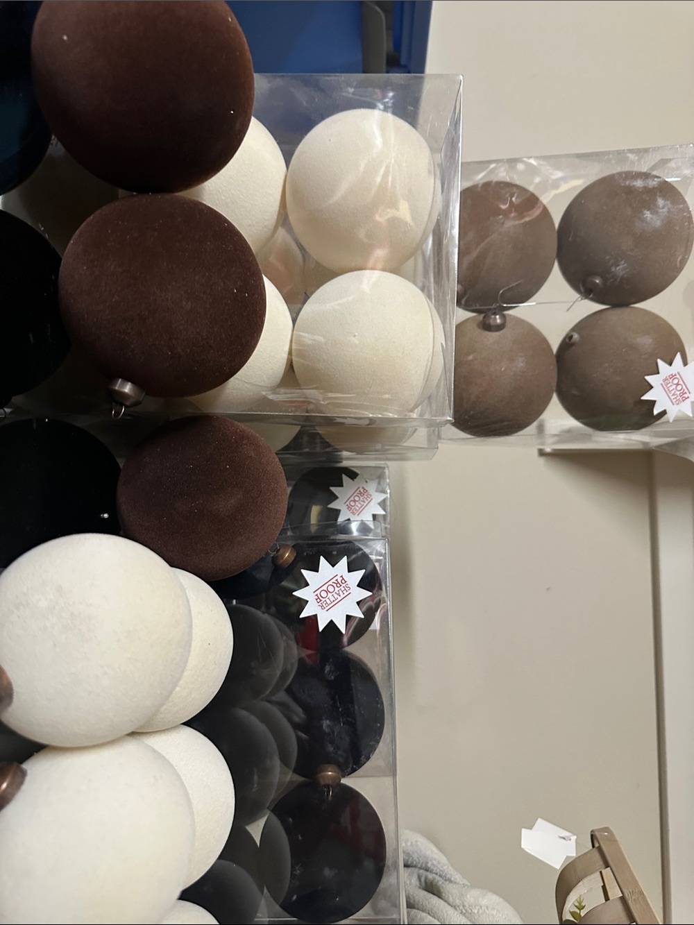 Hobby Lobby Velvet Ornament Balls - Brown & Cream & Black